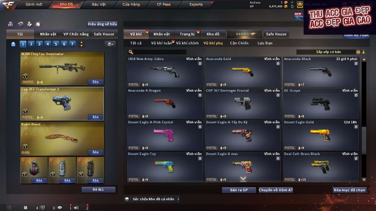 shop acc cf uy tin gia re